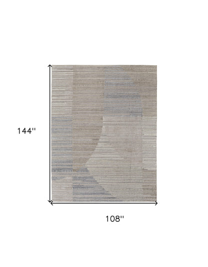 9 x 12 Tan & Blue Hand Woven Rug