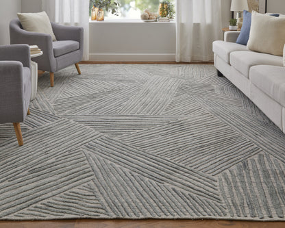 8 x 10 Green & Ivory Hand Woven Rug