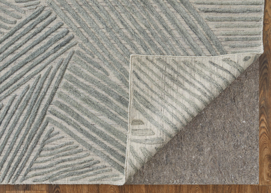 8 x 10 Green & Ivory Hand Woven Rug