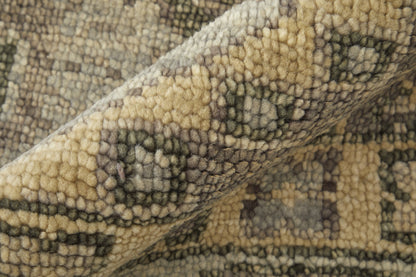 12 x 15 Gray & Brown Wool Geometric Hand Knotted Rug With Fringe