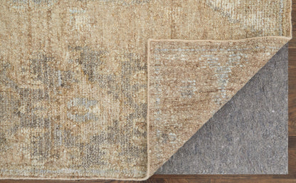 4 x 6 Tan & Ivory Wool Floral Hand Knotted Rug