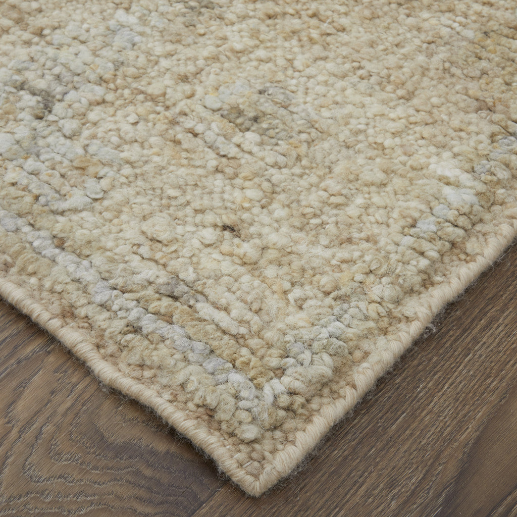 4 x 6 Tan & Ivory Wool Floral Hand Knotted Rug
