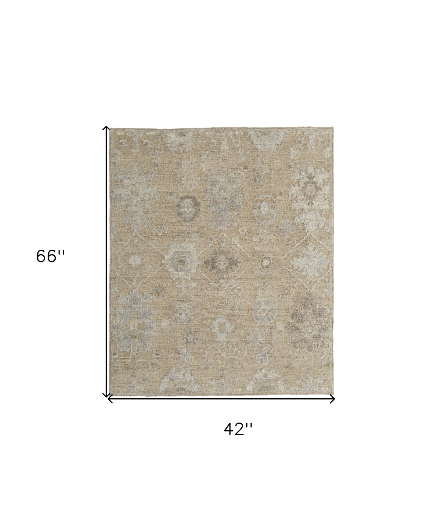 4 x 6 Tan & Ivory Wool Floral Hand Knotted Rug