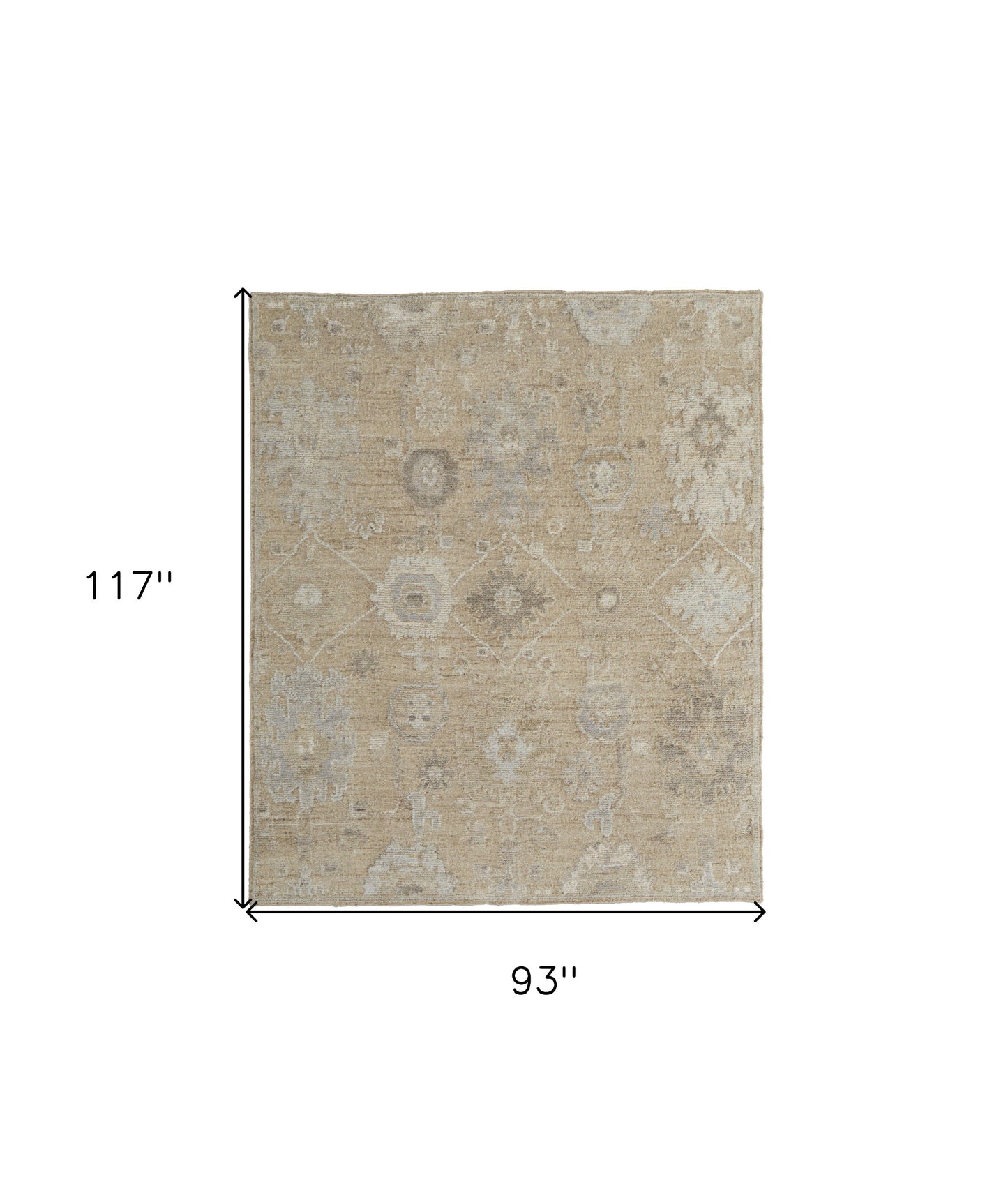 8 x 10 Tan & Ivory Wool Floral Hand Knotted Rug