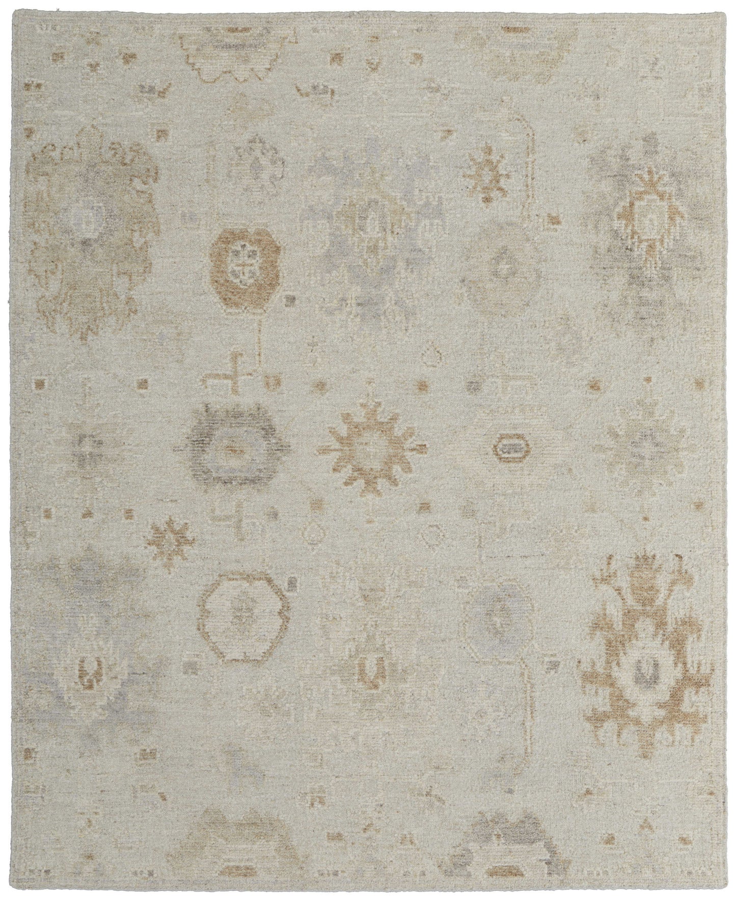 4 x 6 Tan & Gray Wool Floral Hand Knotted Rug