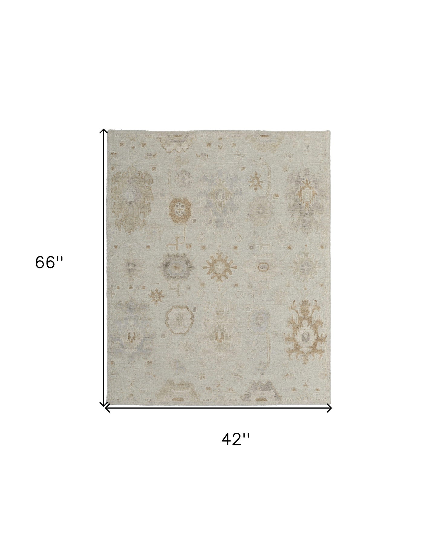 4 x 6 Tan & Gray Wool Floral Hand Knotted Rug
