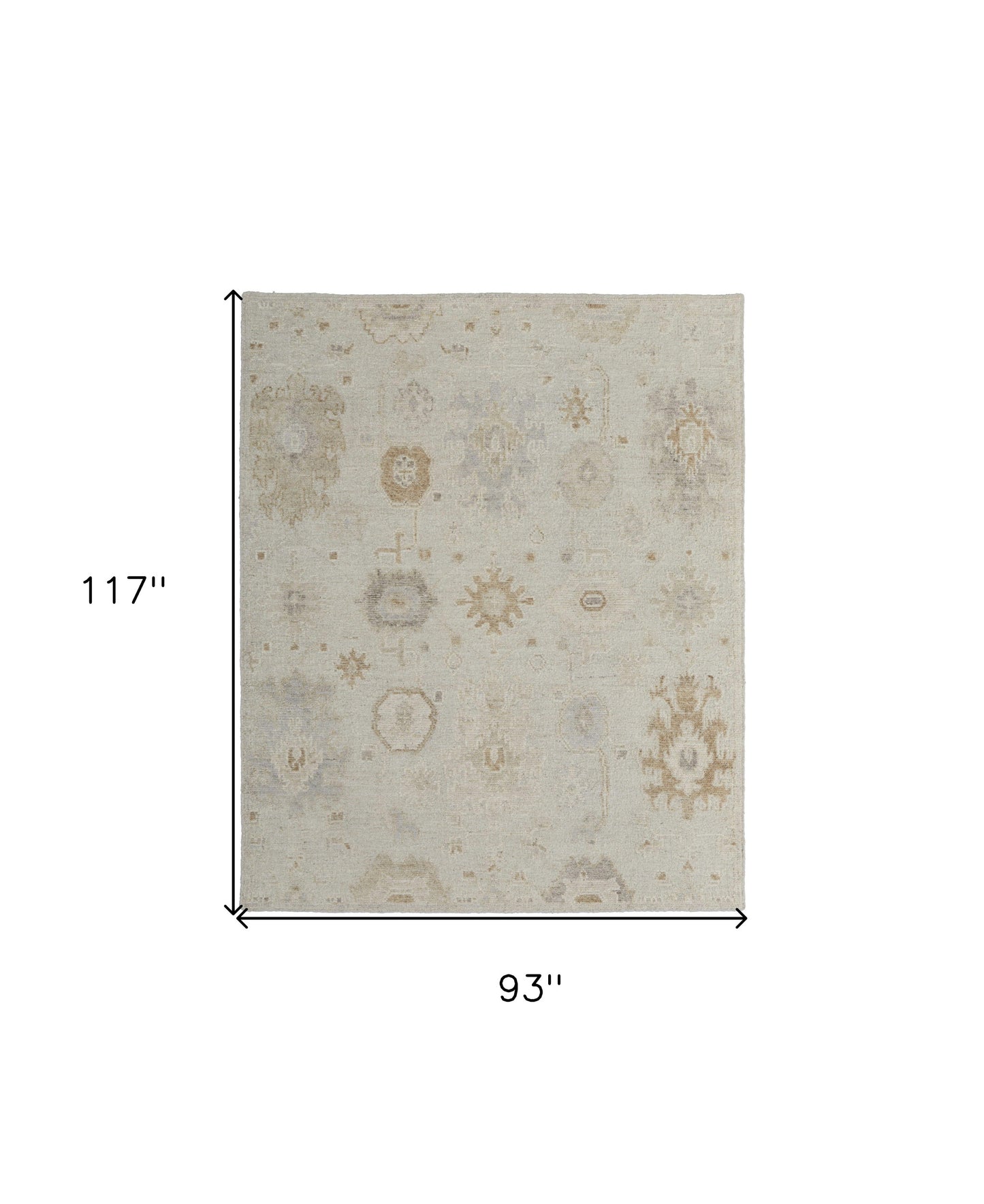 8 x 10 Tan & Gray Wool Floral Hand Knotted Rug