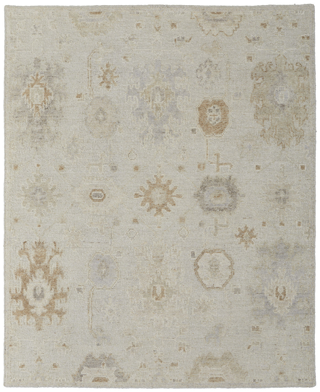 12 x 15 Tan & Gray Wool Floral Hand Knotted Rug