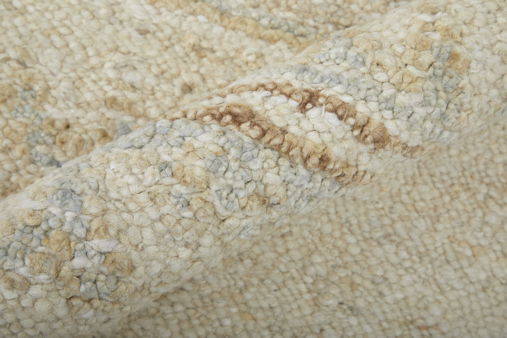8 x 10 Ivory Tan & Gray Wool Floral Hand Knotted Rug