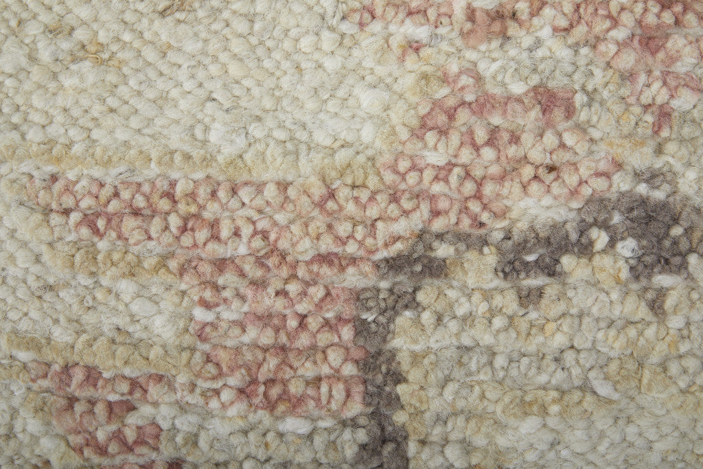 8 x 10 Ivory Tan & Gray Wool Floral Hand Knotted Rug