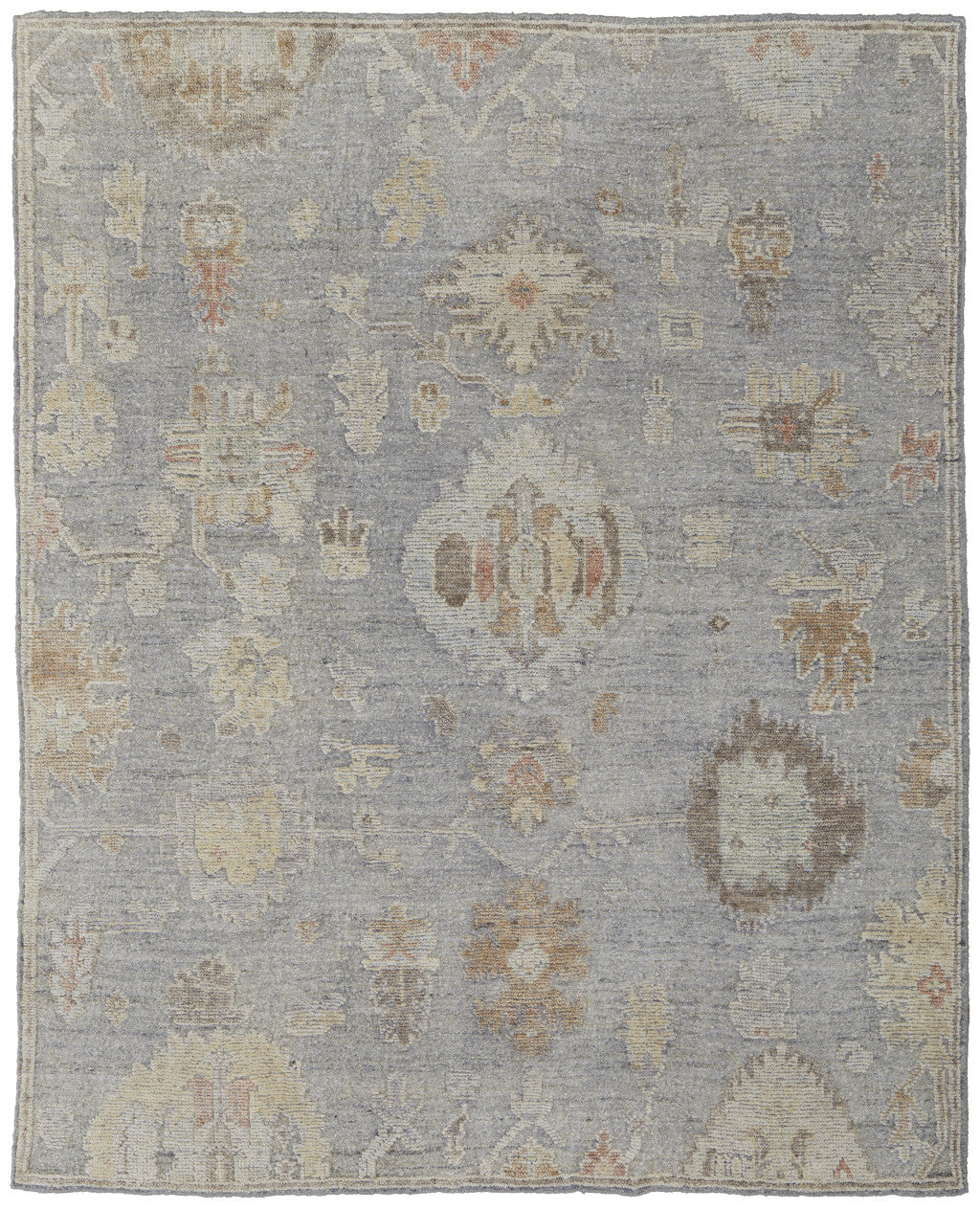 4 x 6 Gray & Blue Wool Floral Hand Knotted Rug