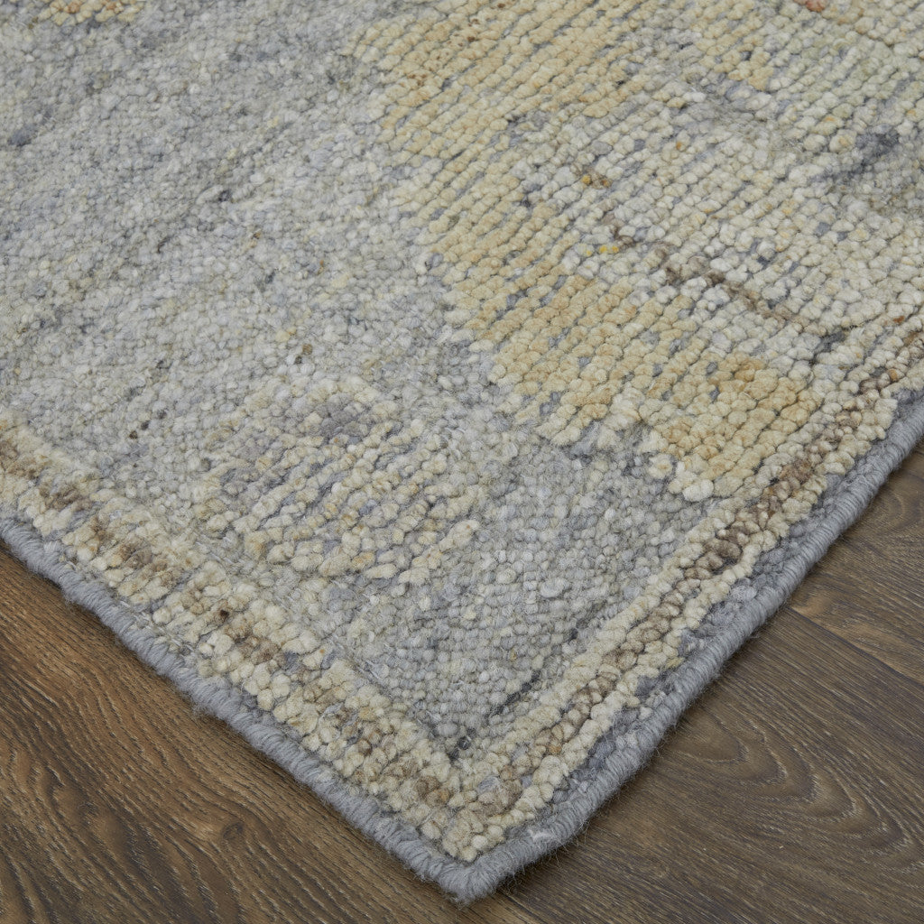 4 x 6 Gray & Blue Wool Floral Hand Knotted Rug