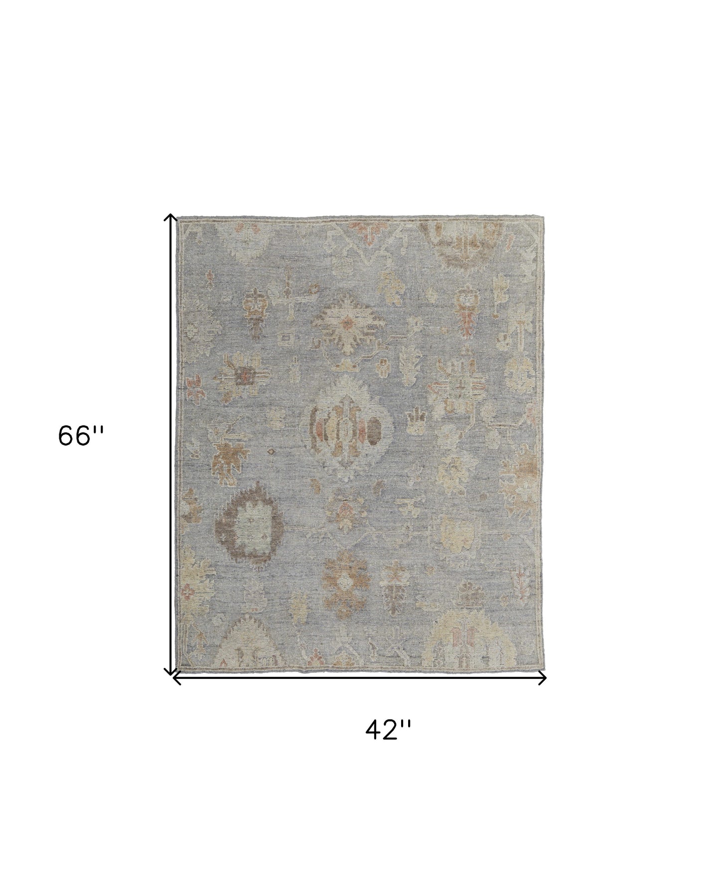 4 x 6 Gray & Blue Wool Floral Hand Knotted Rug