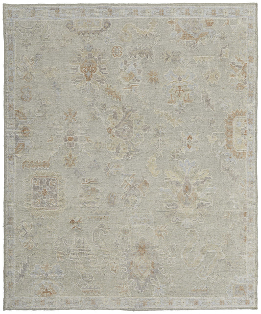 4 x 6 Gray & Brown Wool Floral Hand Knotted Rug