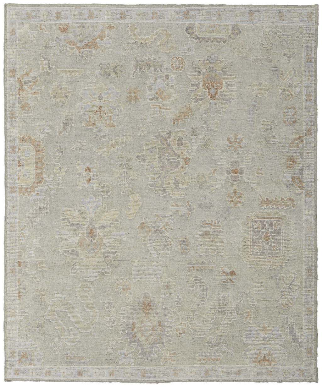 12 x 15 Gray & Brown Wool Floral Hand Knotted Rug