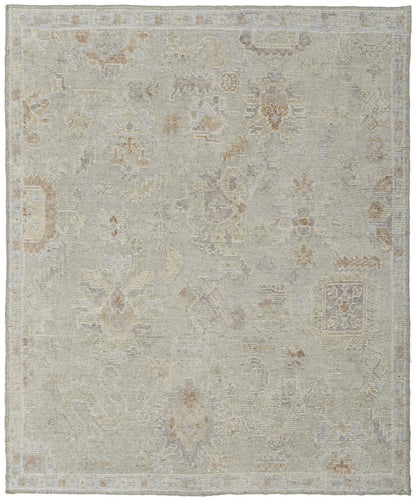 12 x 15 Gray & Brown Wool Floral Hand Knotted Rug
