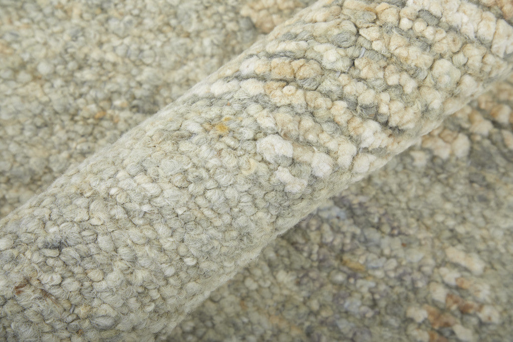 12 x 15 Gray & Brown Wool Floral Hand Knotted Rug