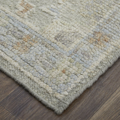 12 x 15 Gray & Brown Wool Floral Hand Knotted Rug