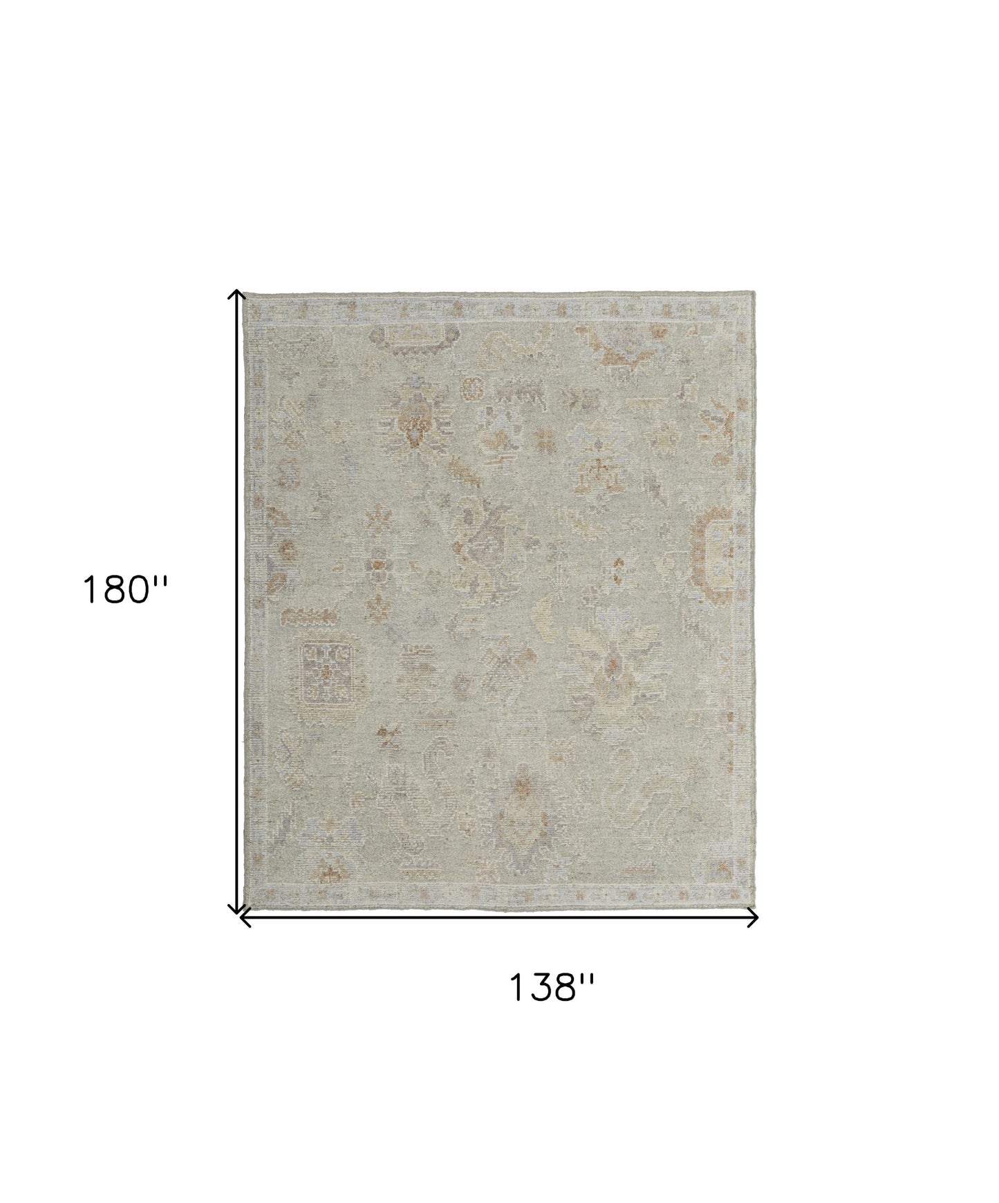 12 x 15 Gray & Brown Wool Floral Hand Knotted Rug