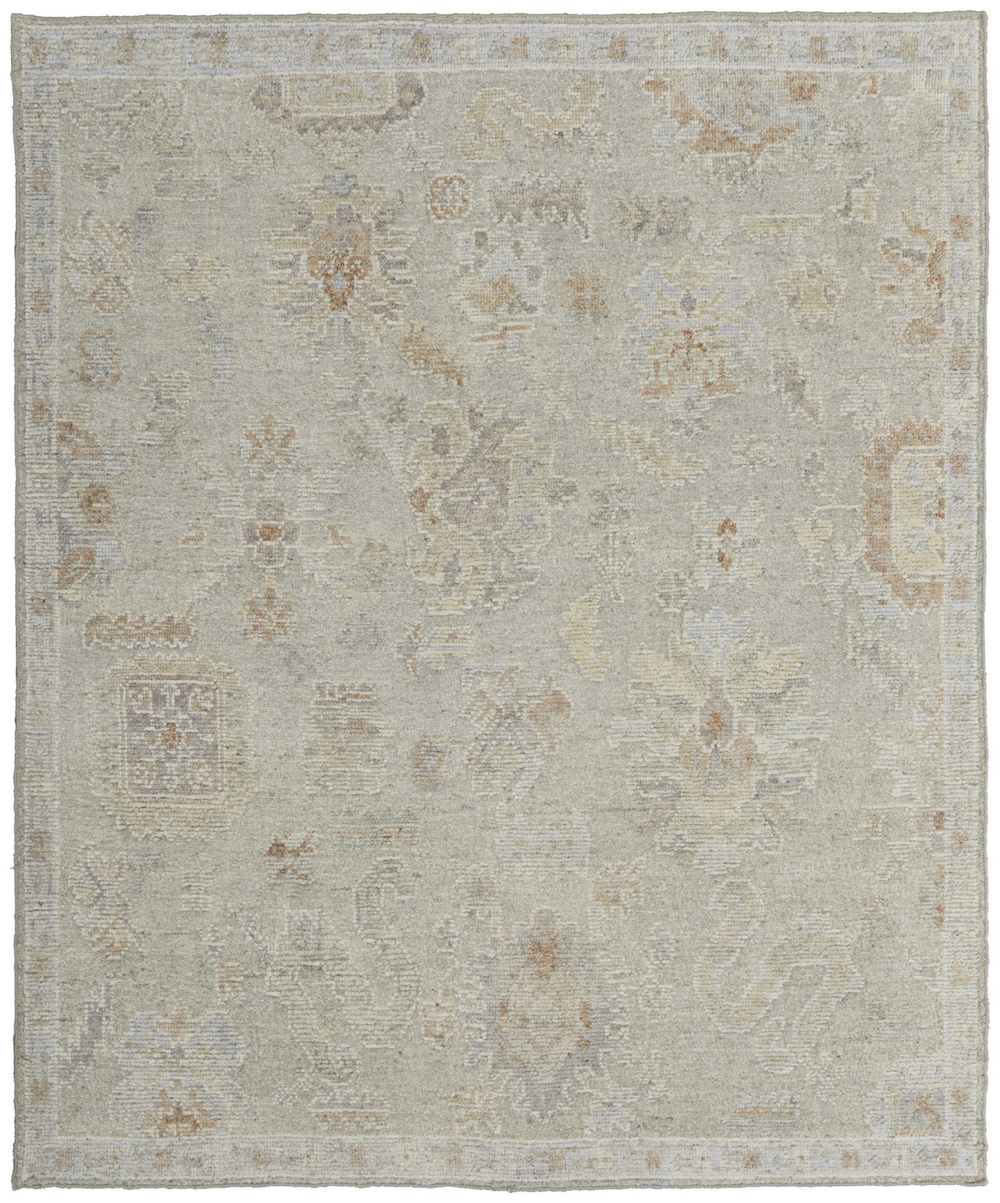 12 x 15 Gray & Brown Wool Floral Hand Knotted Rug