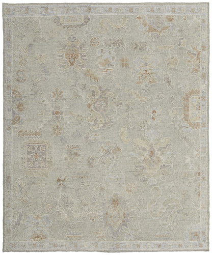 12 x 15 Gray & Brown Wool Floral Hand Knotted Rug