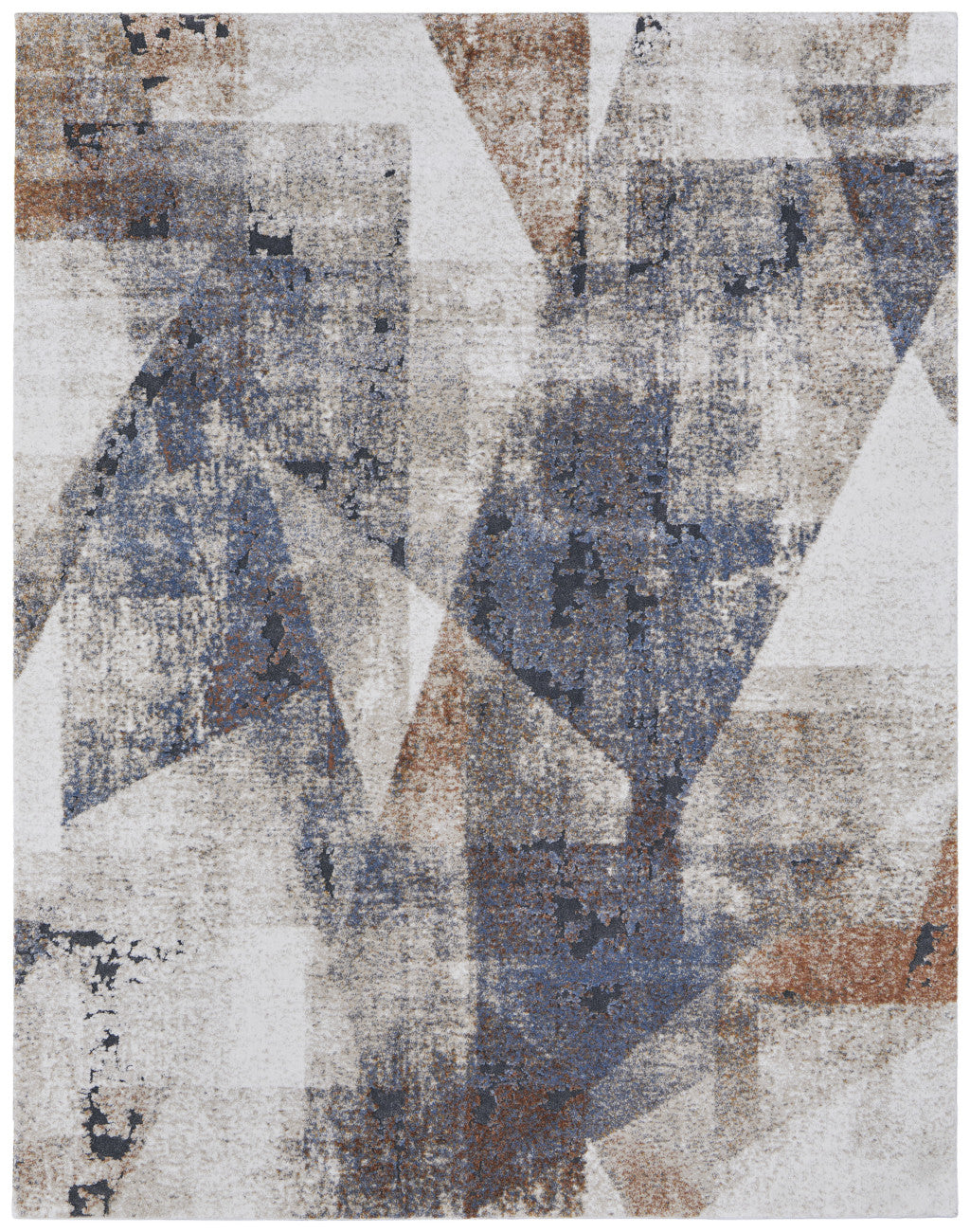 8 x 10 Gray Blue & Ivory Checkered Power Loom Rug