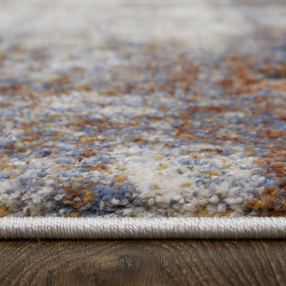 8 x 10 Gray Blue & Ivory Checkered Power Loom Rug