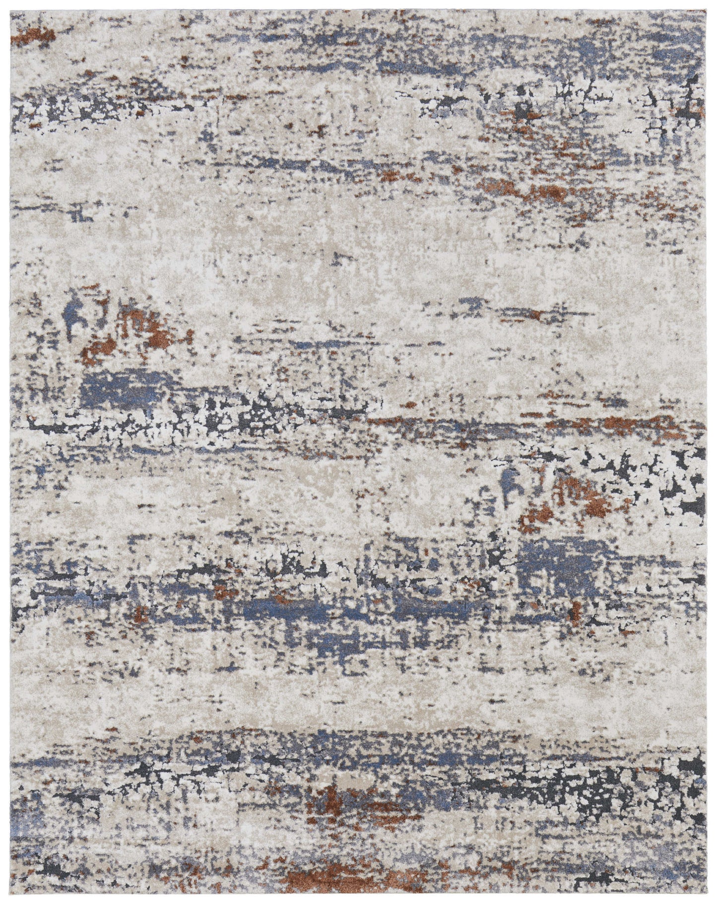 8 x 10 Gray Blue & Ivory Power Loom Rug