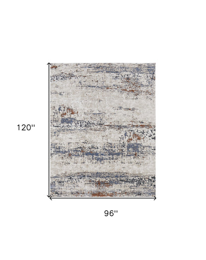 8 x 10 Gray Blue & Ivory Power Loom Rug
