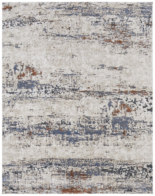 8 x 10 Gray Blue & Ivory Power Loom Rug