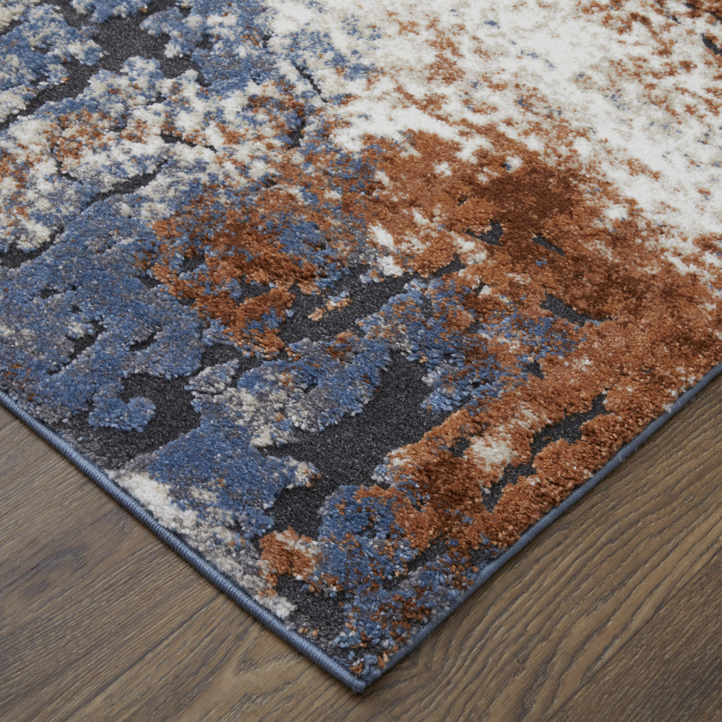 8 x 10 Blue Gray & Brown Power Loom Rug