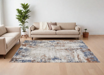 8 x 10 Blue Gray & Brown Power Loom Rug