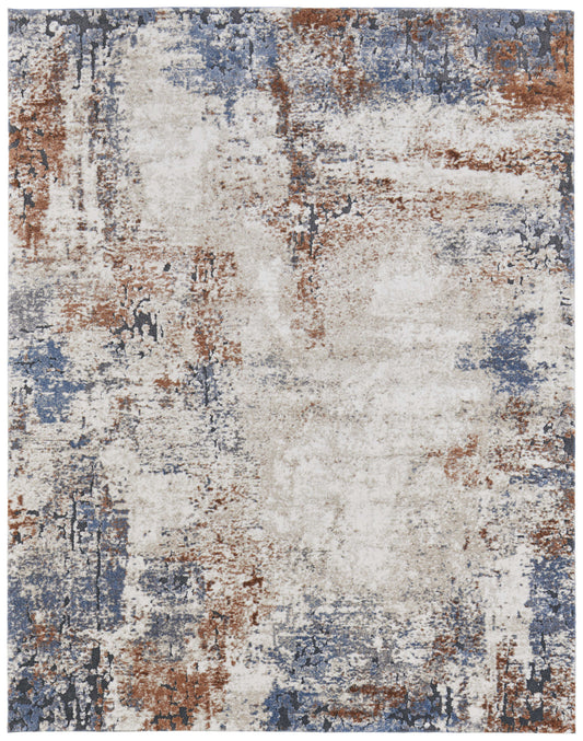 8 x 10 Blue Gray & Brown Power Loom Rug