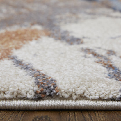 8 x 10 Ivory Blue & Brown Power Loom Rug