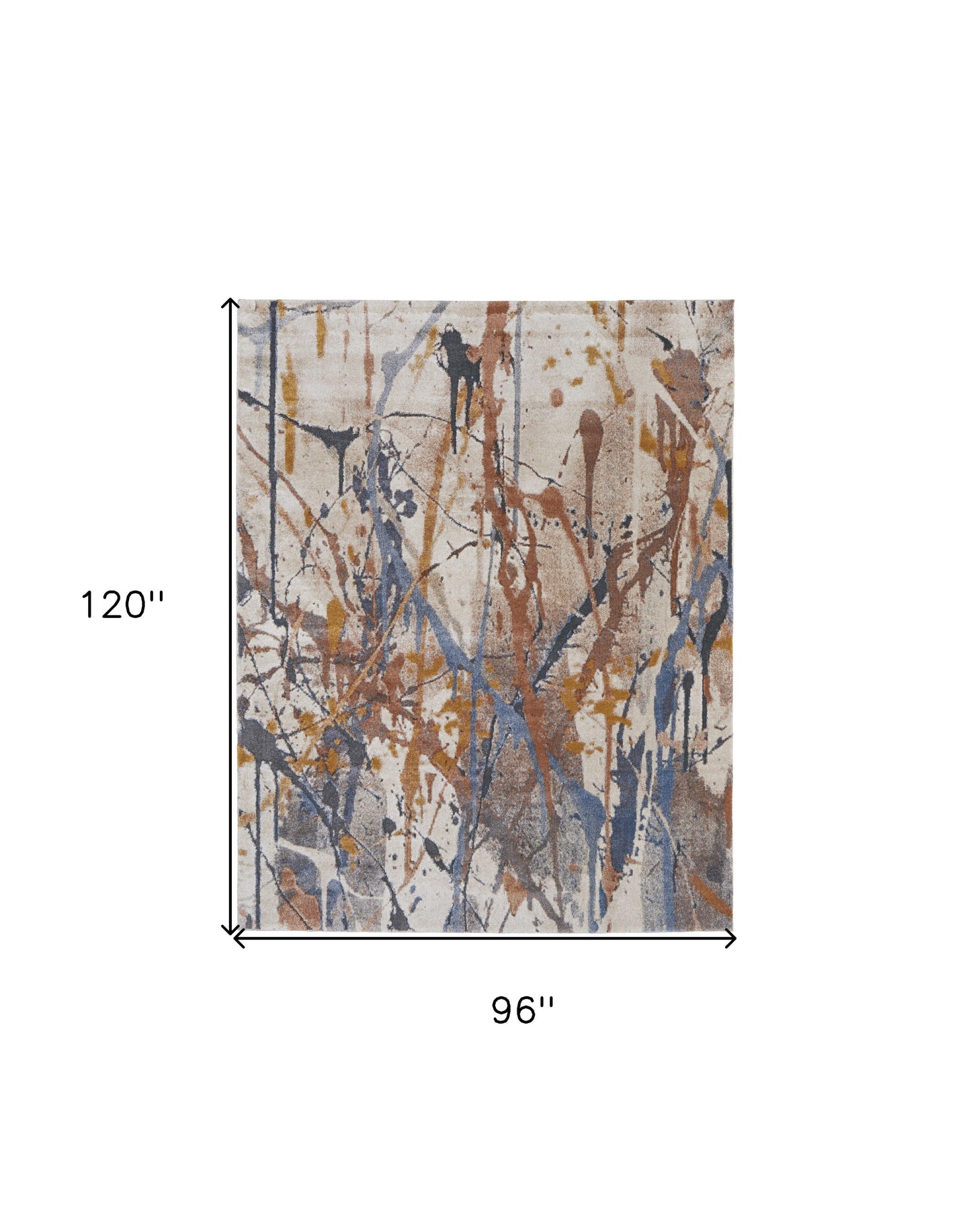 8 x 10 Ivory Blue & Brown Power Loom Rug