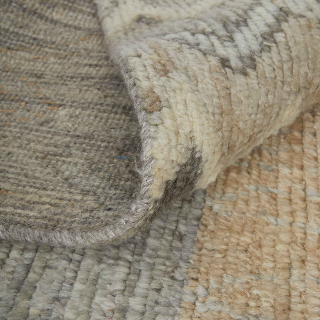 8 x 10 Ivory Gray & Orange Wool Moroccan Hand Knotted Rug
