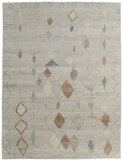 8 x 10 Tan Brown & Gray Wool Moroccan Hand Knotted Rug