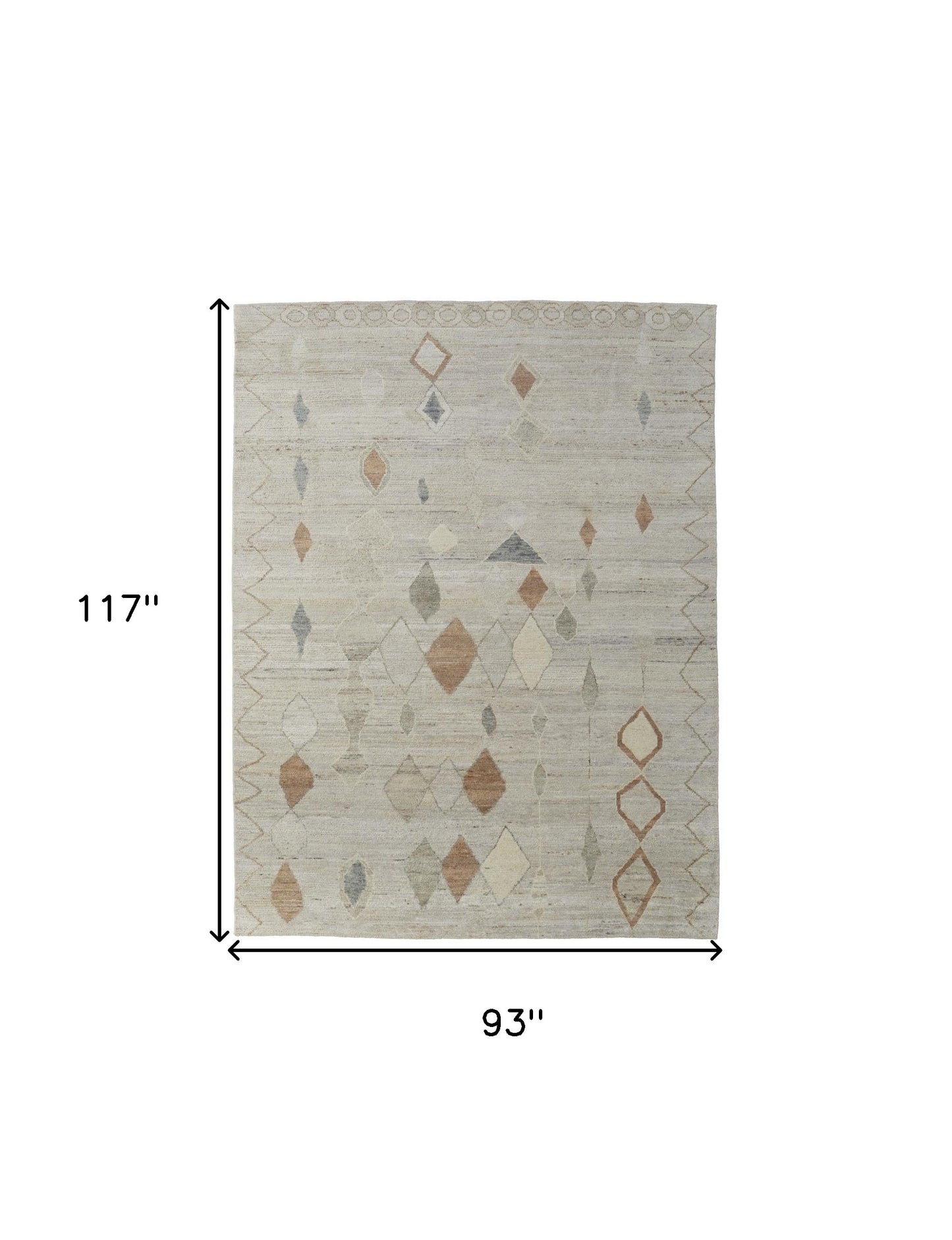 8 x 10 Tan Brown & Gray Wool Moroccan Hand Knotted Rug