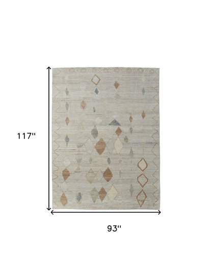 8 x 10 Tan Brown & Gray Wool Moroccan Hand Knotted Rug