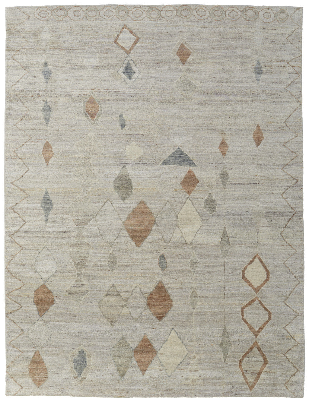8 x 10 Tan Brown & Gray Wool Moroccan Hand Knotted Rug