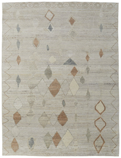 8 x 10 Tan Brown & Gray Wool Moroccan Hand Knotted Rug