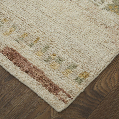 8 x 10 Gray Tan & Green Wool Hand Knotted Rug