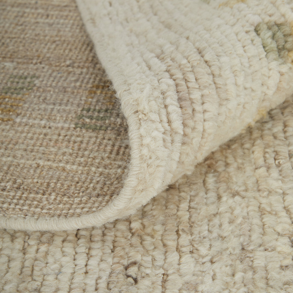 8 x 10 Gray Tan & Green Wool Hand Knotted Rug