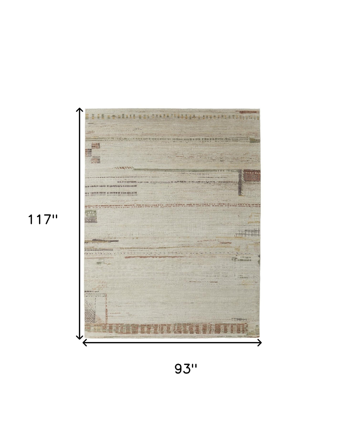 8 x 10 Gray Tan & Green Wool Hand Knotted Rug