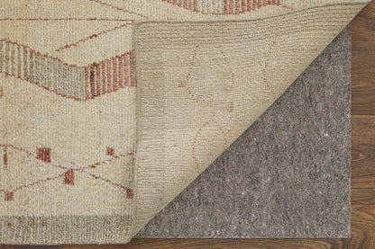 8 x 10 Gray & Red Wool Geometric Hand Knotted Rug