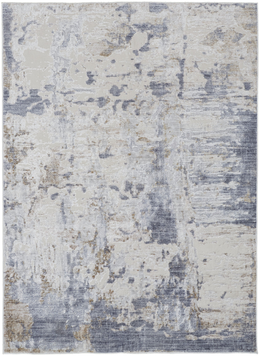 8 x 10 Ivory Gray & Blue Power Loom Rug