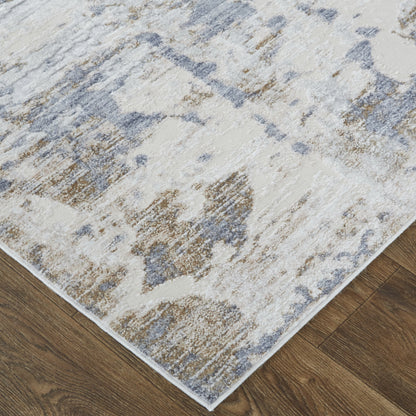 8 x 10 Ivory Gray & Blue Power Loom Rug