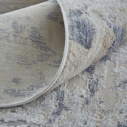 8 x 10 Ivory Gray & Blue Power Loom Rug