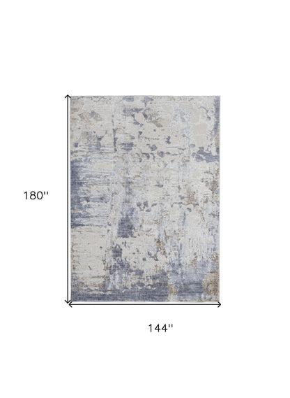 12 x 15 Ivory Gray & Blue Power Loom Rug