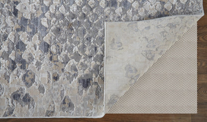 8 x 10 Gray Silver & Blue Floral Power Loom Rug